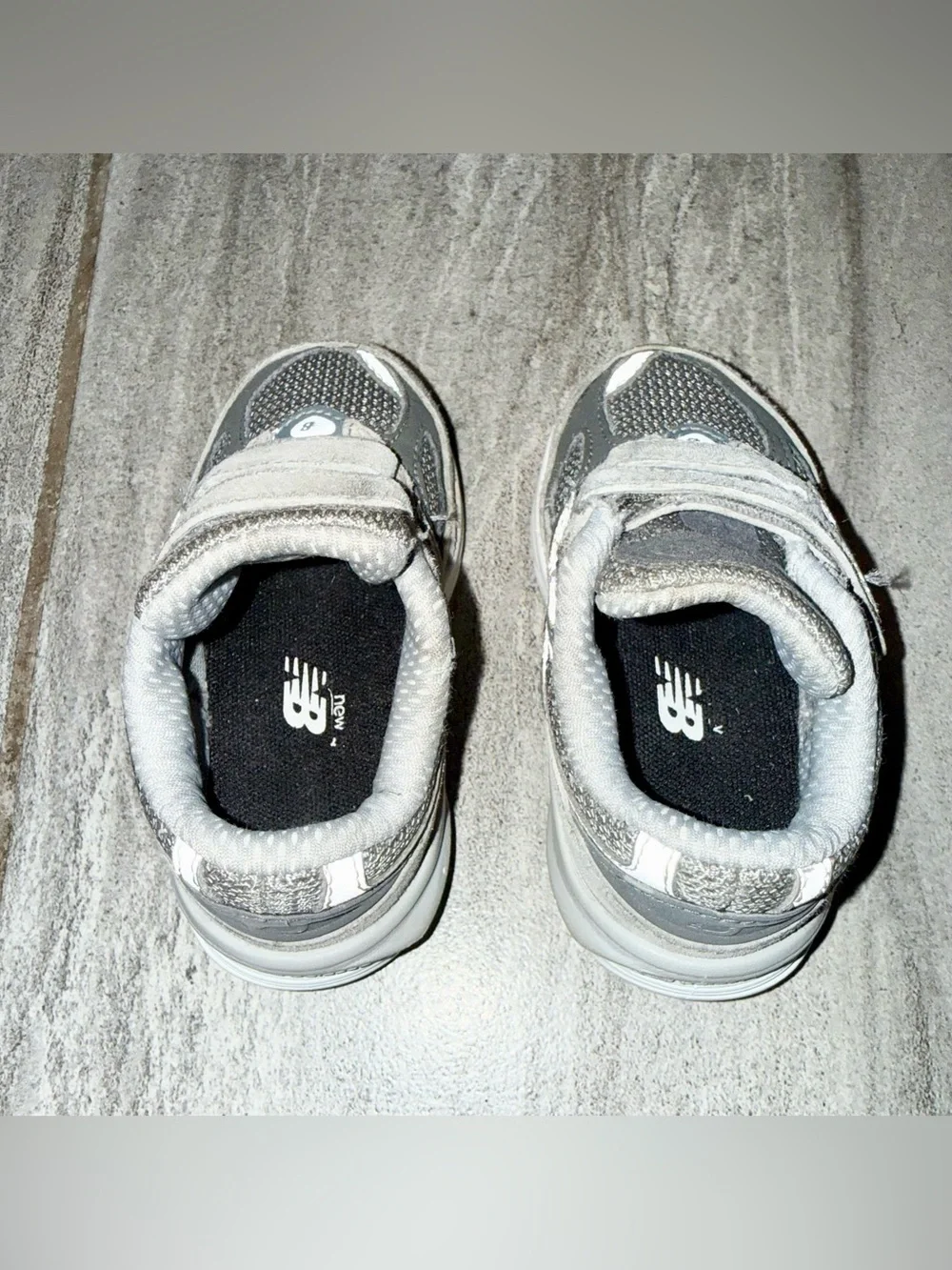 New Balance Baby Hook and Loop 990V6 grey suede sneakers